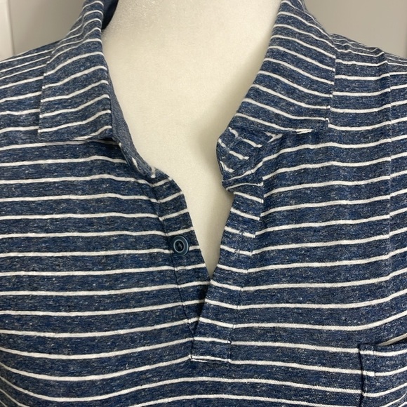 Johnnie O Polo Shirt Mens XL Blue Striped Hanging Out Golf Casual Logo Linen - Picture 2 of 7